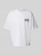 REVIEW Oversized T-Shirt mit Label-Print in Weiss, Größe XS