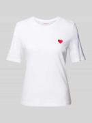Montego T-Shirt mit Motiv-Stitching in Weiss, Größe XS