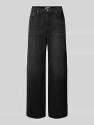 Review Jeans mit weitem Bein in unifarbenem Design in Black, Größe 24