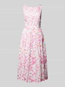 Marc Cain Knielanges Kleid mit floralem Muster in Weiss, Größe 34