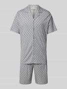Schiesser Pyjama mit Allover-Muster Modell 'Fine Interlock' in Hellgra...