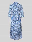 Milano Italy Hemdblusenkleid mit Bindegürtel in Blau, Größe 46