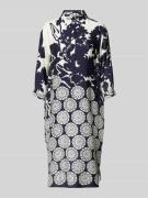 Milano Italy Knielanges Kleid mit Allover-Print in Marine, Größe 36