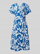 Vila Knielanges Wickelkleid mit Allover-Muster in Royal, Größe 36