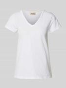 MOS MOSH T-Shirt mit V-Ausschnitt in Weiss, Größe XS