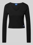 Hugo Blue Cropped Longsleeve Modell 'Darimina' in Black, Größe S