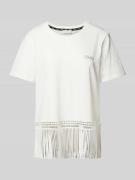 Liu Jo White T-Shirt mit Fransen in unifarbenem Design in Weiss, Größe...