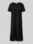 Liu Jo White Knielanges T-Shirt-Kleid mit Fransen in Black, Größe XS