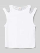 s.Oliver RED LABEL Cropped Tanktop in Ripp-Optik mit Cut Outs in Weiss...