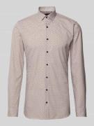 OLYMP No. Six Super Slim Fit Business-Hemd mit Allover-Muster in Sand,...
