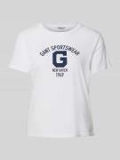 Gant T-Shirt mit Label-Print in Weiss, Größe S