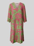 Montego Knielanges Kleid aus Viskose mit floralem Muster in Metallic R...