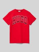 HUGO T-Shirt mit Label-Print in Rot, Größe 152