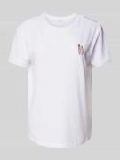 Jake*s Casual T-Shirt mit Statement-Stitching in Weiss, Größe XS