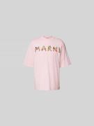 Marni T-Shirt mit Label-Print in Rosa, Größe 48