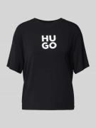 HUGO T-Shirt mit Label-Print Modell 'MAKENA' in Black, Größe XS