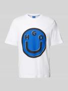 Hugo Blue T-Shirt mit Motiv-Print Modell 'Nimper' in Weiss, Größe M