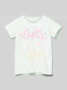 Guess T-Shirt mit Label-Print und Rundhalsausschnitt in Mint, Größe 11...