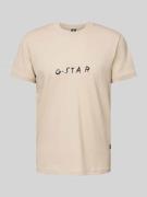 G-Star Raw T-Shirt mit Label-Print in Beige, Größe M