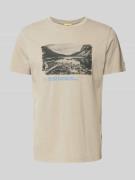 camel active T-Shirt mit Label-Print in Khaki, Größe M