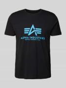 Alpha Industries T-Shirt mit Label-Print in Metallic Blue, Größe XXXL