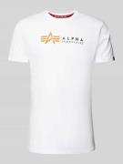 Alpha Industries T-Shirt mit Label-Print in Weiss, Größe M