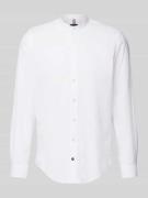 HECHTER PARIS Modern Fit Freizeithemd mit Maokragen in Weiss, Größe M
