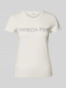 Patrizia Pepe T-Shirt mit Strasssteinbesatz Modell 'MAGLIA' in Weiss, ...