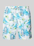 MC2 Saint Barth Badehose mit Allover-Muster Modell 'GUSTAVIA' in Weiss...