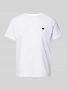 OPUS T-Shirt mit Motiv-Stitching Modell 'Serz' in Weiss, Größe 42