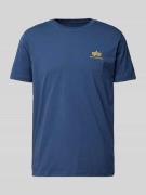 Alpha Industries T-Shirt mit Label-Print Modell 'BASIC' in Marine, Grö...