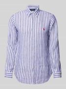 Polo Ralph Lauren Custom Fit Leinenhemd mit Streifenmuster in Blau, Gr...