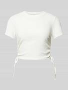 Only Cropped T-Shirt mit Schleifen-Details Modell 'AMY' in Offwhite, G...