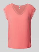 Only T-Shirt mit Spitzenbesatz Modell 'JASMINA' in Fuchsia, Größe XS