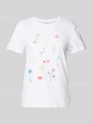 Jake*s Casual T-Shirt mit floralem Print in Weiss, Größe XS