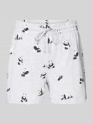 Jake*s Casual Pyjama-Shorts mit Allover-Motiv-Print in Hellgrau Melang...