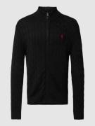 Polo Ralph Lauren Strickjacke mit Logo-Stitching in Black, Größe XXL