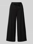 comma Wide Leg Stoffhose mit Bindegürtel in Black, Größe 34