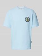 CARLO COLUCCI T-Shirt mit Strukturmuster in Hellblau, Größe S
