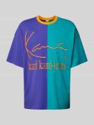 KARL KANI Oversized T-Shirt mit Label-Stitching in Petrol, Größe XS