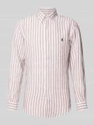 Polo Ralph Lauren Custom Fit Leinenhemd mit Streifenmuster in Khaki, G...