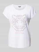 Montego T-Shirt mit Ziersteinbesatz in Weiss, Größe XS