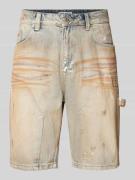 REVIEW Regular Fit Jeansshorts im Used-Look in Beige, Größe S