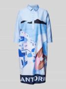 Milano Italy Knielanges Kleid mit Allover-Print in Blau, Größe 36