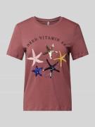 Only T-Shirt mit Paillettenbesatz Modell 'KITA' in Mauve, Größe XS