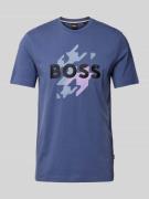 BOSS T-Shirt mit Label-Print Modell 'Thompson' in Marine, Größe L