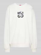 HUGO Sweatshirt mit Label-Print in Offwhite, Größe L