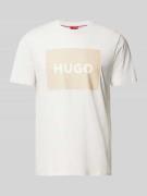 HUGO T-Shirt mit Label-Print Modell 'DULIVE' in Weiss, Größe L