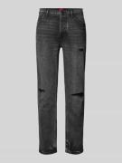 HUGO Tapered Fit Jeans im Destroyed-Look Modell 'HUGO 634' in Anthrazi...