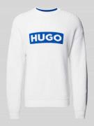 Hugo Blue Strickpullover mit Logo-Stitching Modell 'Seylo' in Weiss, G...